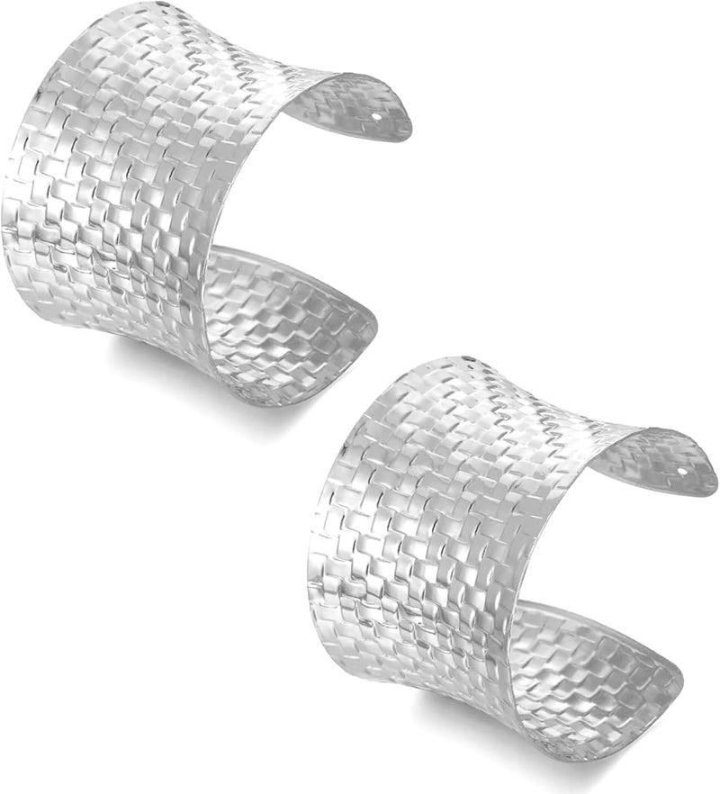 CASDAN 2Pcs Cuff Bangle Bracelets for Women Open Wide Bracelets Adjustable Wrist Cuff Wrap Bracelet - Image 1